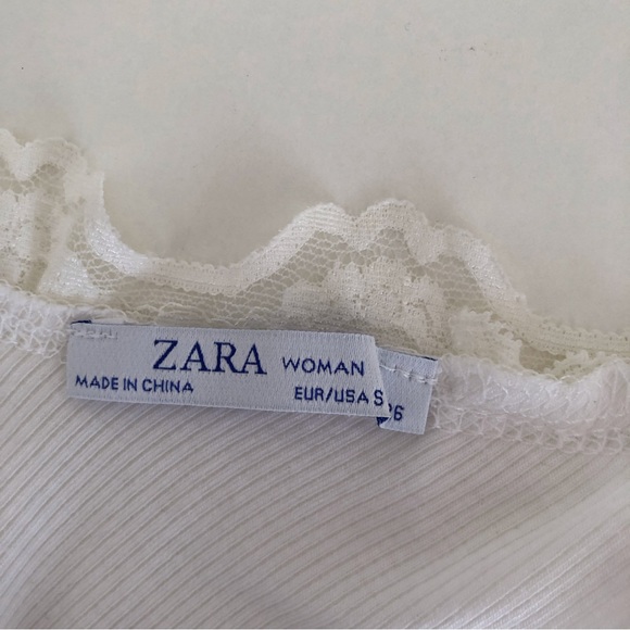 🎀 5/$25 Zara white lace trim rib knit top sz S - Picture 7 of 12
